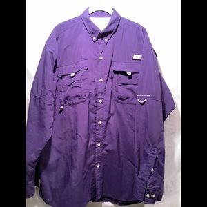 Columbine, size L, long sleeve fishing shirt, dark purple